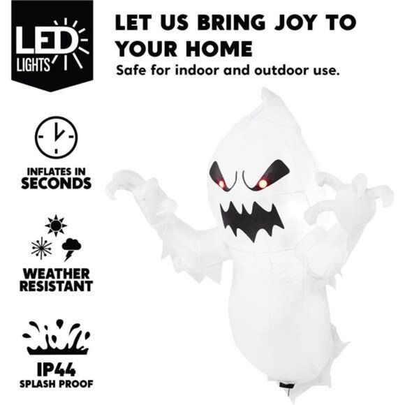 Joiedomi 4.5 FT Halloween Inflatable Ghost with Build-in LEDs,‎ Blow Up Flying - Picture 4 of 8